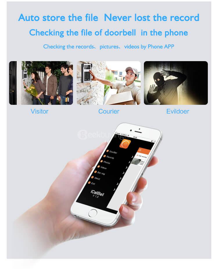 Smart Video Door Phone Intercom 720P Wifi Doorbell with RFID for  IOS / Android