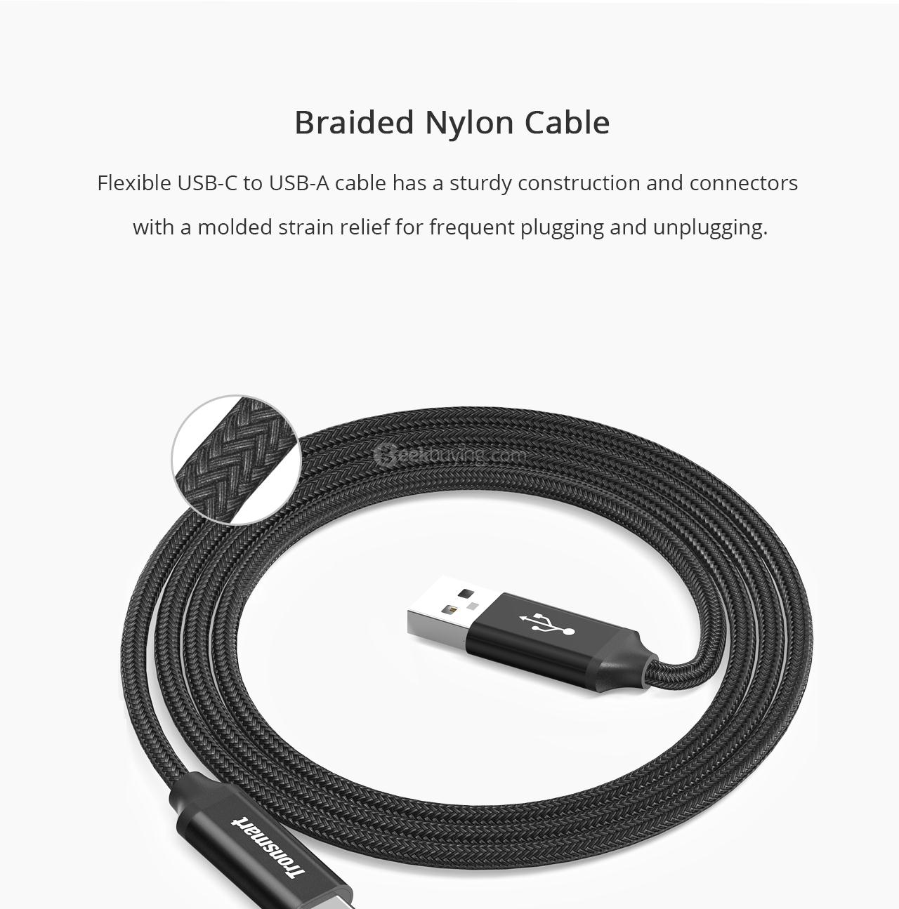 Tronsmart 3 Pack USB A/Male 2.0 TO Type-C/Male 2.0 Cable Sync&Charging Cable for Type-C Supported Devices