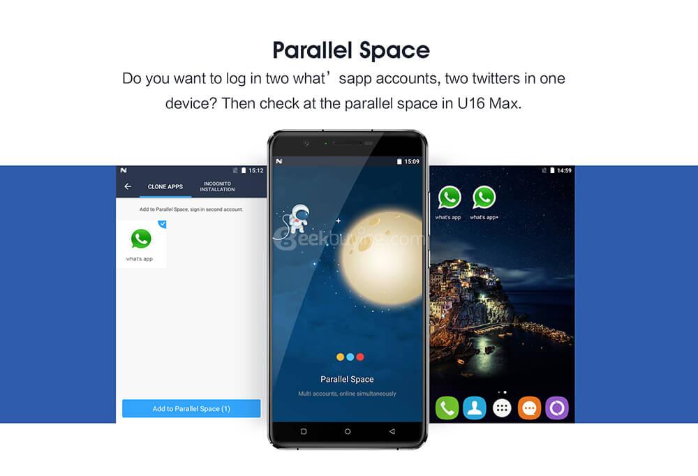 [HK Stock]Oukitel U16 MAX 6.0 Inch HD 2.5D Screen 3GB RAM 32GB ROM 13.0MP Cam MTK6753 Octa Core 1.3GHz Android 7.0 Smartphone Touch ID Metal Body 4000mAh - Gray
