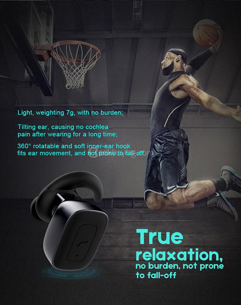 Original Roman Q5 Wireless Bluetooth 4.1 Dual Earphones - Black