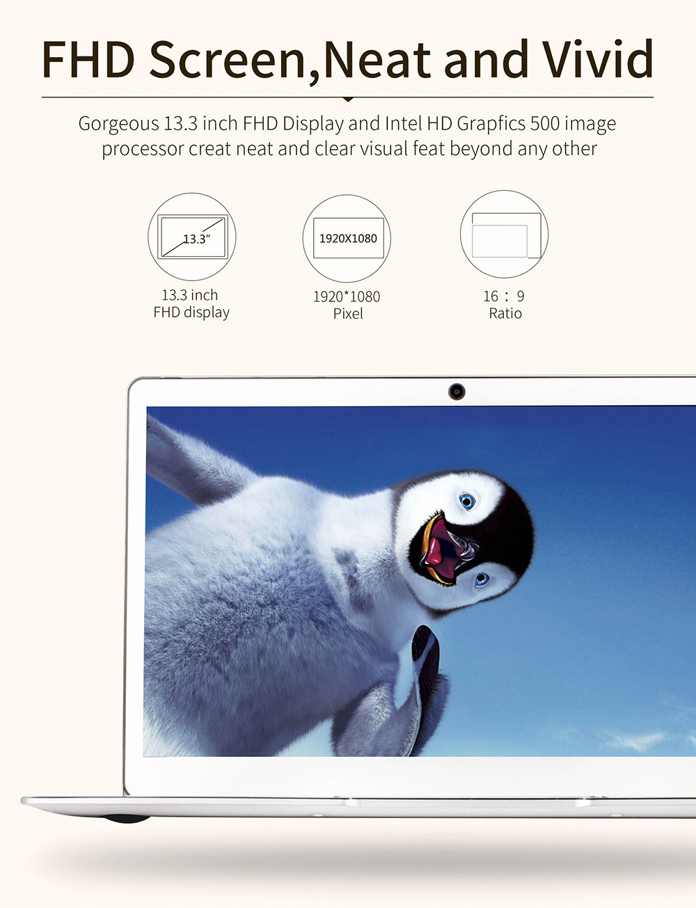 Jumper EZbook 3 Pro 13.3 Inch Laptop Intel Apollo Lake N3450 Quad Core 2.2GHz 6GB DDR3 64GB SSD Windows 10 Home OS 1080P FHD IPS Display - Silver