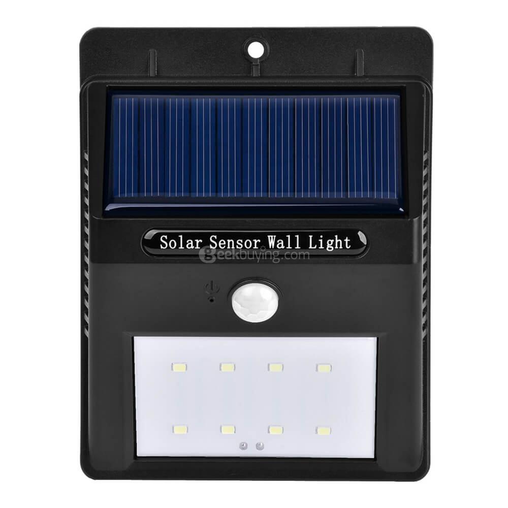 L806 Solar Motion Sensor Two-mode Light with 8 LED Lights Water-resistant  - Black