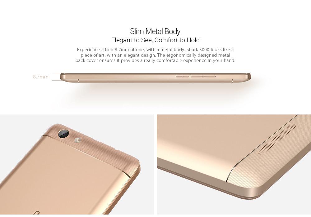 [HK Stock]LEAGOO Shark 5000 5.5 Inch HD Screen 8GB ROM 13.0MP Cam MT6580 Quad Core Android 6.0 Smartphone 5000mAh Big Battery Slim Metal body Quick Charge - Gray