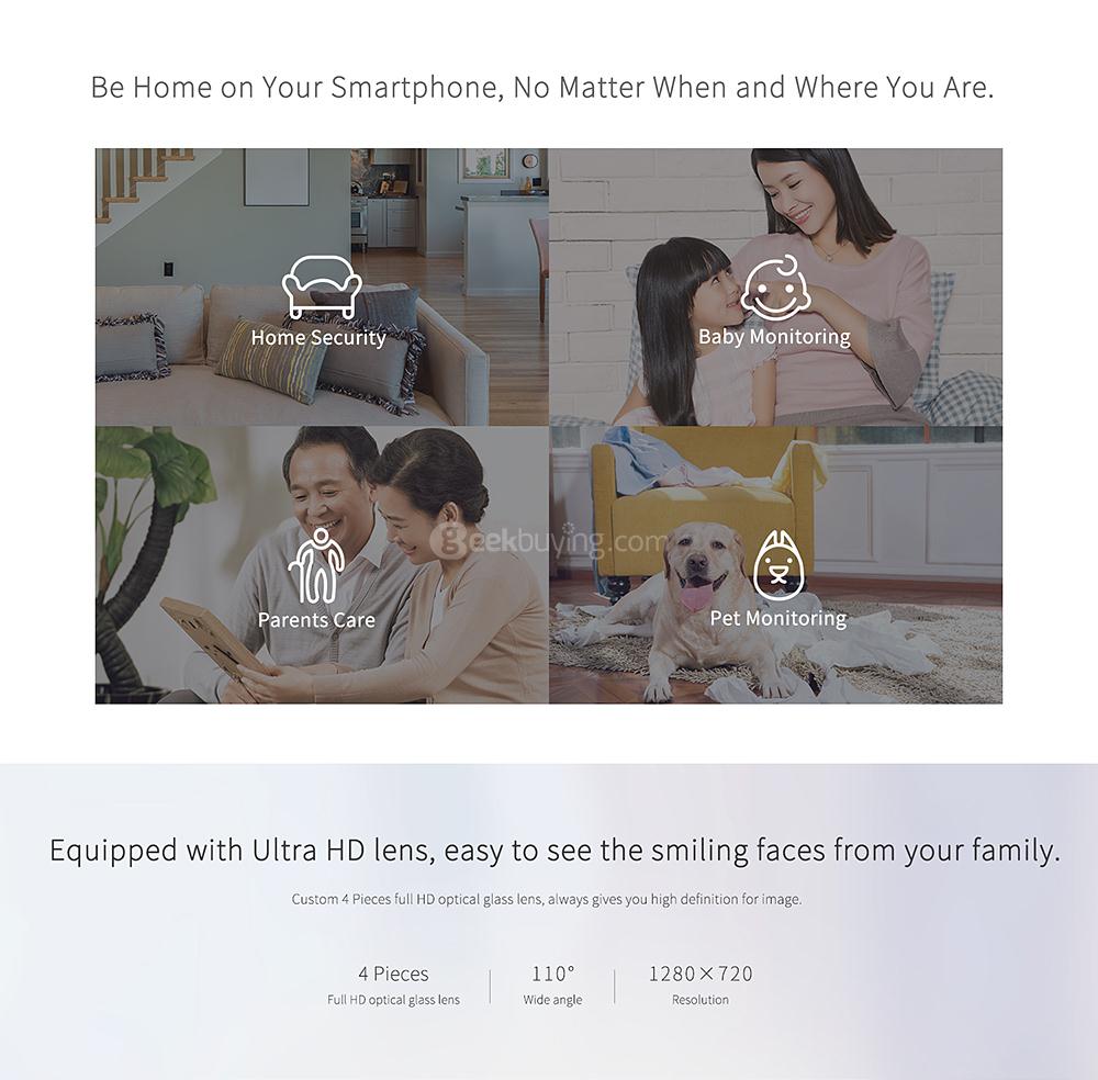 [HK Stock] 360 D503 Home Camera HD 720p Wireless Camera Video Monitor IP Network Surveillance Home security - White