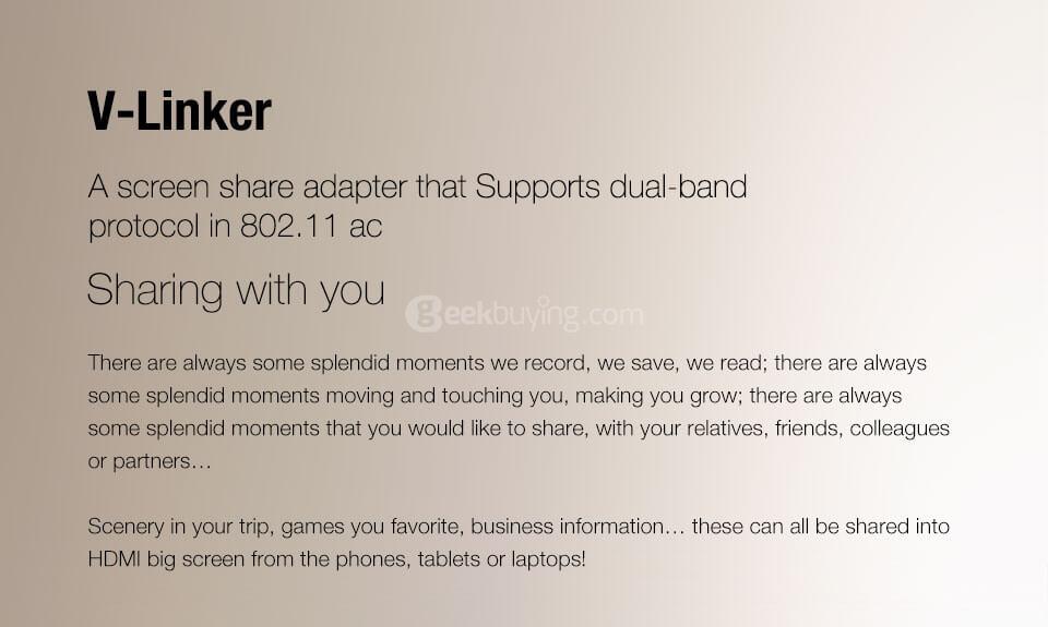 GGMM V-Linker 2.4G/5.8G AC Wireless Display Dongle Supports Airplay MiraCast DLNA EZCast for Android iOS Mac Windows