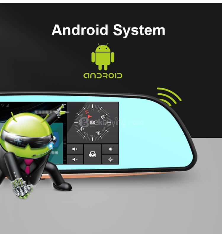 CARSUITE T7 Smart Android Car Rearview Mirror Camera Black