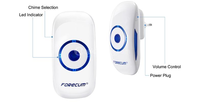 Forecum 8 Doorbell 36 Songs Waterresistant Wireless Remote Control with One Receiver Doorbell 300M
