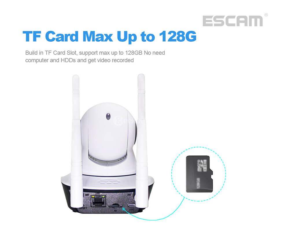 ESCAM G02 Dual Antenna 720P Pan/Tilt WiFi IP IR Camera Support ONVIF Max Up to 128GB Video Monitor