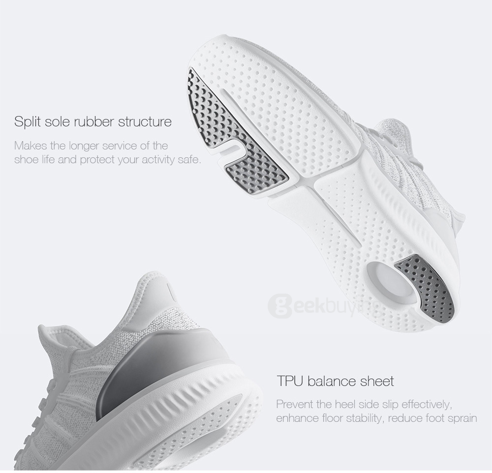Xiaomi Mijia Smart Shoes 2mm High Elastic Knitting Uppers Fishbone Bionic Structure TPU Inside Mijia Running Shoes - Gray /Size 46 (Man)