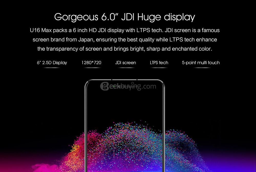 [HK Stock]Oukitel U16 MAX 6.0 Inch HD 2.5D Screen 3GB RAM 32GB ROM 13.0MP Cam MTK6753 Octa Core 1.3GHz Android 7.0 Smartphone Touch ID Metal Body 4000mAh - Gray