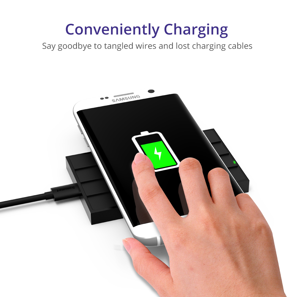 Bundle Tronsmart Chocolate QC2.0 Wireless Fast Charger +Tronsmart Presto 33W Quick Charge 3.0 Type C 10400mAh Power Bank Black