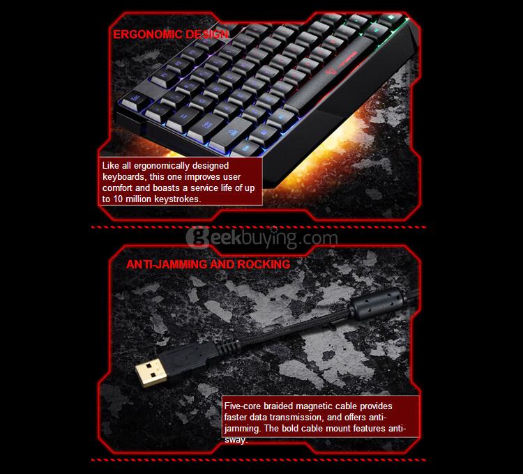 MotoSpeed K70 USB Wired Gaming Keyboard 7 Color Backlit - Black