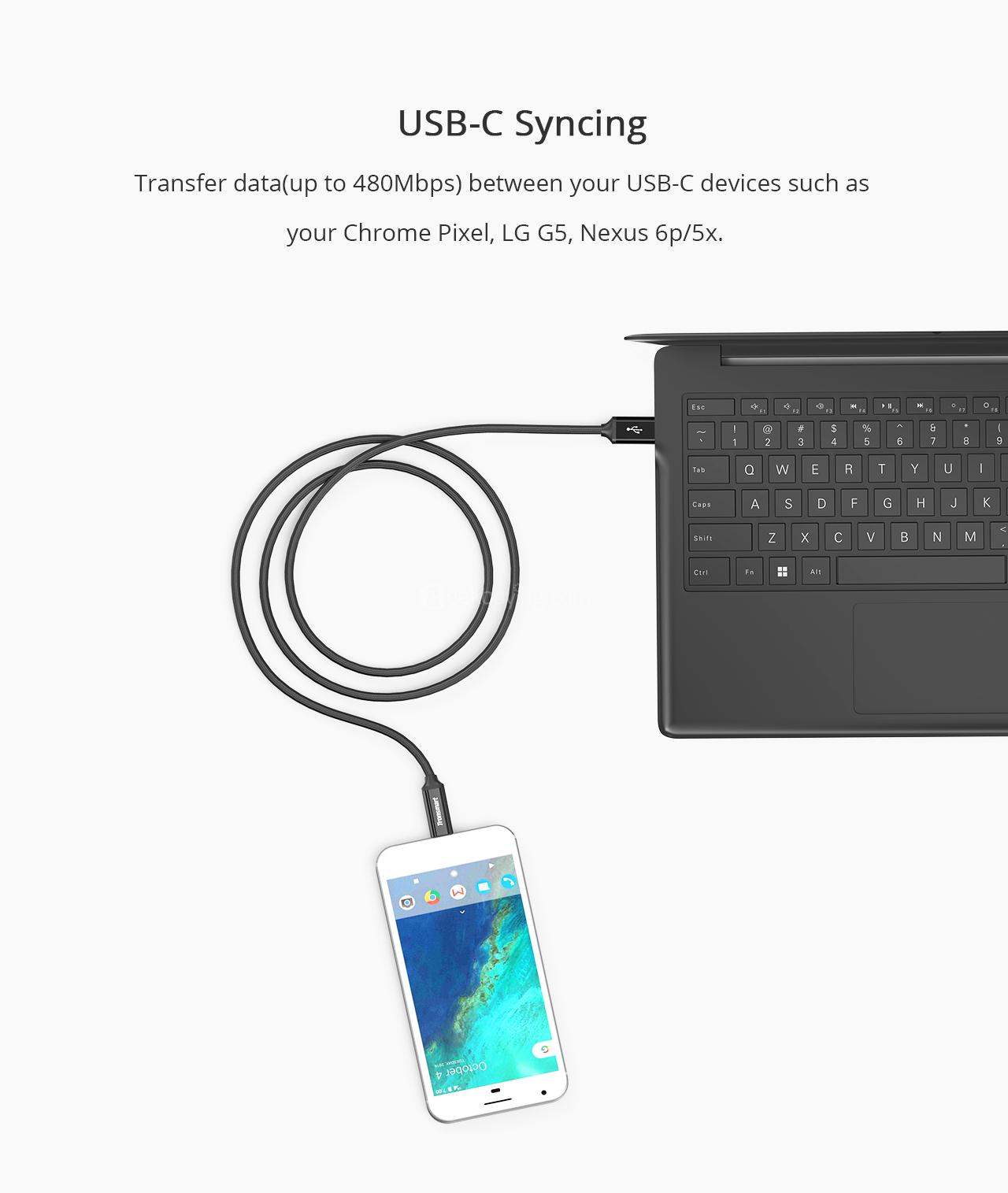 Tronsmart 3 Pack USB A/Male 2.0 TO Type-C/Male 2.0 Cable Sync&Charging Cable for Type-C Supported Devices