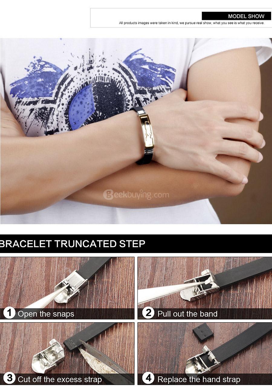 OPK PH1085 Silicone Man Bracelets Fashion Stainless Steel Scorpion Design Length Adjustable Men Jewelry Bangles -Silver