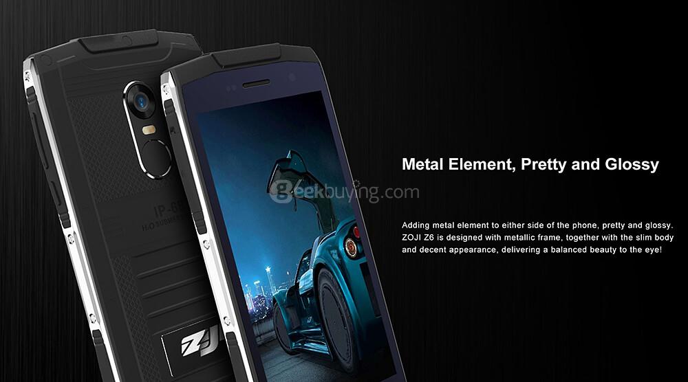[HK Stock]ZOJI Z6 IP68 waterproof 4.7 Inch HD Corning Gorilla Glass 4 Screen 8GB ROM 5.0MP Cam MT6580 Quad Core 1.3GHz Android 6.0 Smartphone Touch ID Super Slim Body 3000 mAh - Black