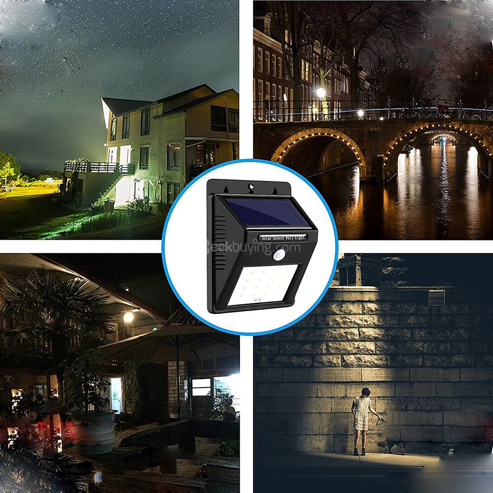 L806 Solar Motion Sensor Two-mode Light with 8 LED Lights Water-resistant  - Black