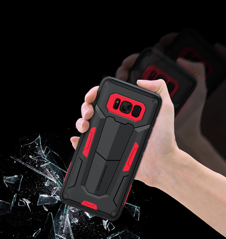 Nillkin Defendor 4 TPU Case Bracket Holder Shockproof Back Cover For Samsung Galaxy S8 Plus - Black