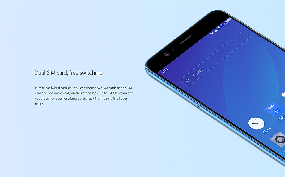 [HK Stock]elePhone P8 Mini 5 Inch Smartphone 2.5D Sharp FHD Screen 4GB 64GB MT6750T Octa Core 13.0MP Android 7.0 Touch ID Metal Body Dual Rear Camera - Red