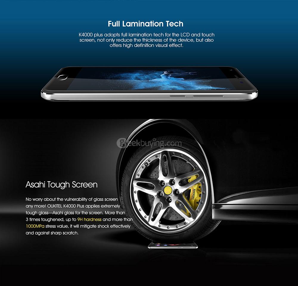 [HK Stock]Oukitel K4000 Plus 5.0Inch 4G LTE Smartphone HD Screen 2GB 16GB MT6737 Quad core 13.0MP Cam Android 6.0 4100mAh Touch ID- Black