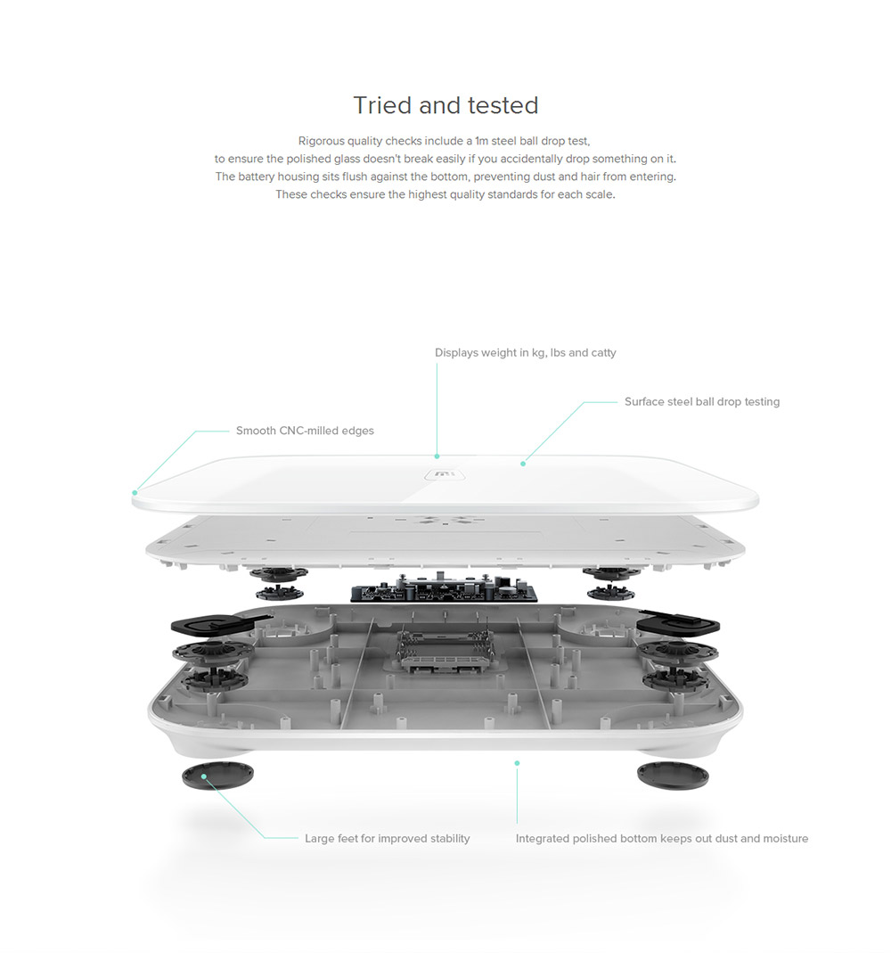 Xiaomi Mi Smart Scale Bluetooth 4.0 LED Display Weighing Scale Digital Body Weight Scale for Android iOS  - White