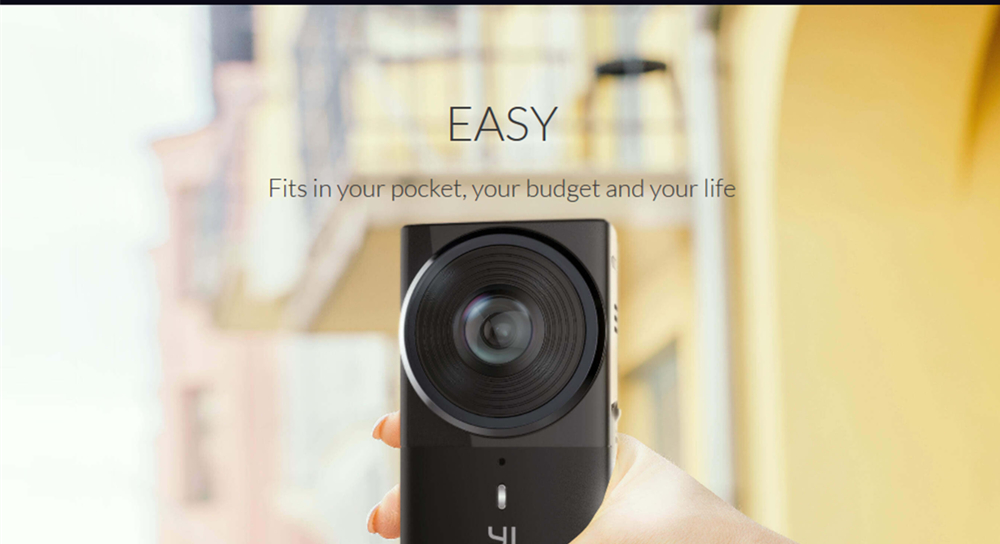 YI 360 VR Camera Ambarella H2V95 Dual SONY IMX377 220 Degree Dual Lens 5.7K/30fps Video 4K/30fps Auto Stitching 2.5K Live Streaming
