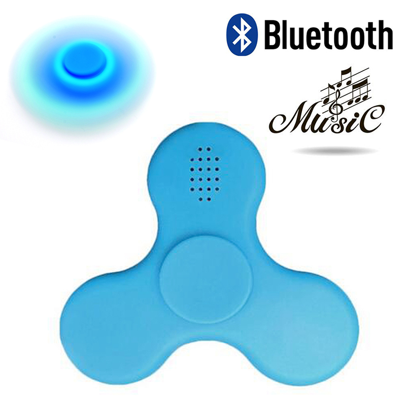 Fidget Hand Spinner LED Light Bluetooth Speaker Music Focus Toy - Blue