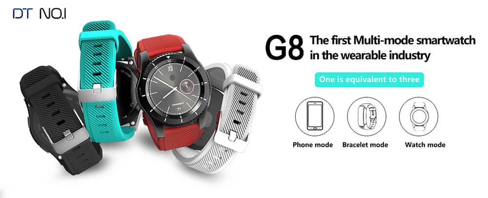 No.1 G8 Smart Watch Phone MTK2502 Bluetooth 4.0 SIM Card Call Message Reminder Heart Rate Monitor Compatible with Android IOS - White