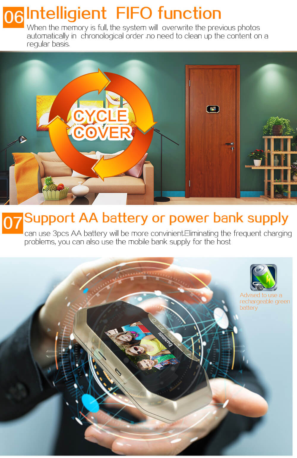 Danmini YB-35AHD-M Door Security Camera 3.5"Digital Peephole Door Viewer 2.0MP Security Camera -Gold