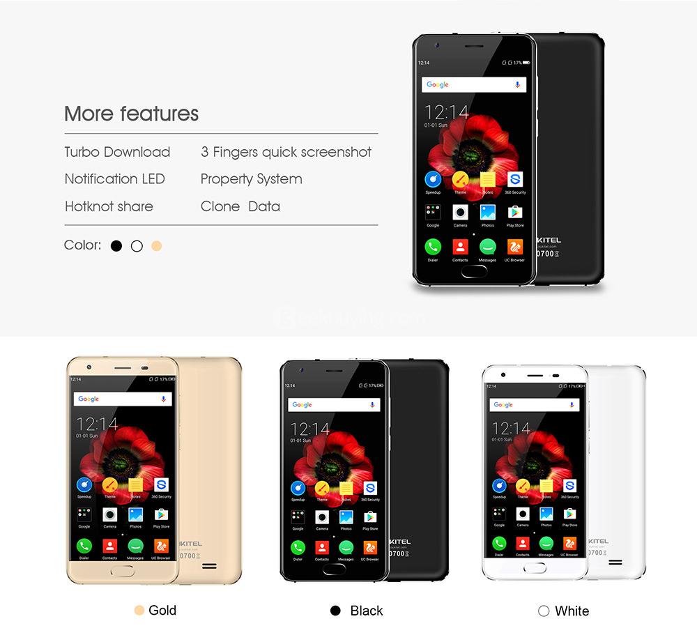 [HK Stock]Oukitel K4000 Plus 5.0Inch 4G LTE Smartphone HD Screen 2GB 16GB MT6737 Quad core 13.0MP Cam Android 6.0 4100mAh Touch ID- Black