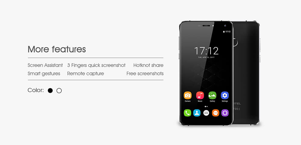 [HK Stock]Oukitel U11 Plus 5.7 Inch Smartphone FHD Screen 4GB RAM 64GB ROM MT6750T Octa Core 13.0MP Cam Android 7.0 Touch ID 3700mAh - White