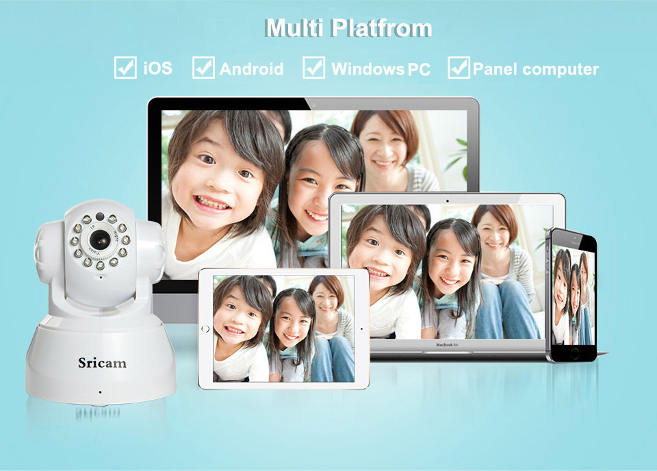 Sricam SP012 WiFi 720P IP Camera Built-in IR-cut Onvif 128GB Micro SD Card Night Vision Indoor P2P PT CMOS Sensor