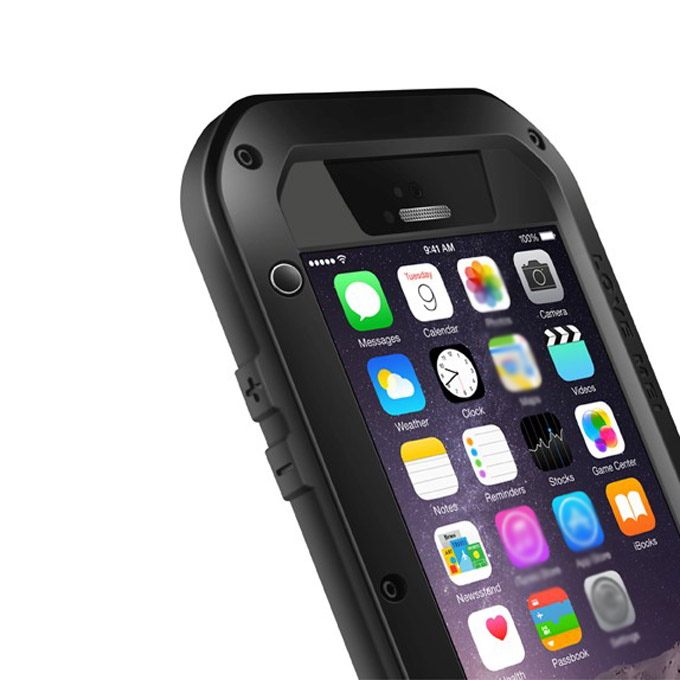 Love Mei Water/Dirt/Shockproof Protective Case Metal and Silicon Cover For iPhone 6 - Black