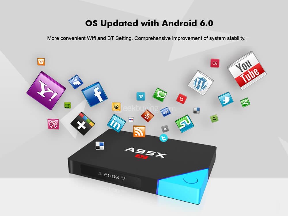 A95X A2 Amlogic S912 Android 4K TV BOX KODI 2G/16G 802.11AC WIFI 1000M LAN Bluetooth
