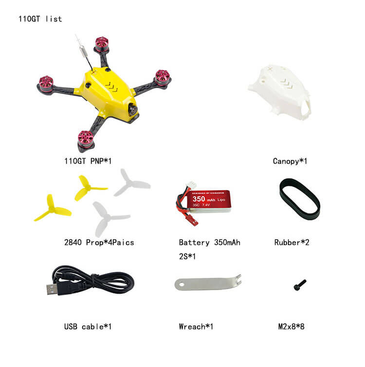 Kingkong 110GT 117mm F3 4in1 10A Blheli_S 25mW 16CH 800TVL FPV Racing Drone BNF - Frsky Receiver
