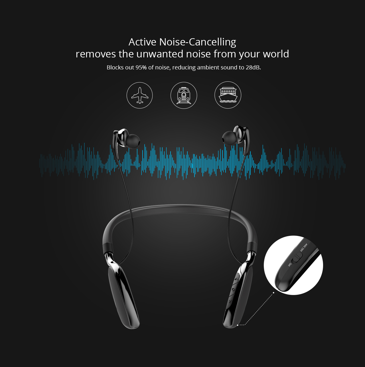 Tronsmart Encore S4 Active Noise-Cancelling Bluetooth Headphones with Neckband