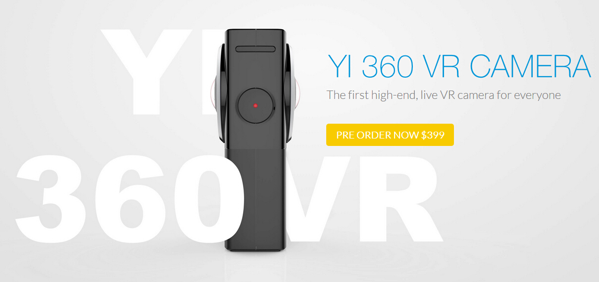 YI 360 VR Camera Ambarella H2V95 Dual SONY IMX377 220 Degree Dual Lens 5.7K/30fps Video 4K/30fps Auto Stitching 2.5K Live Streaming