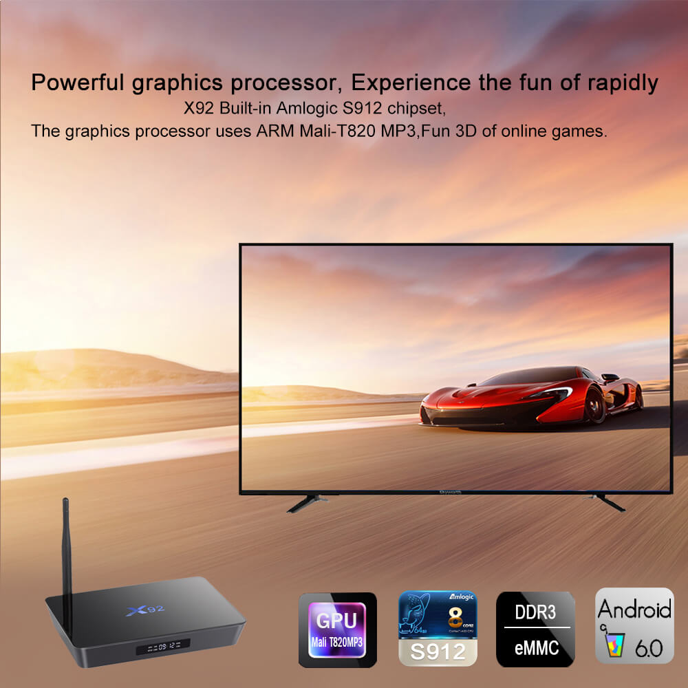 X92 Amlogic S912 KODI 17.1 4K 60FPS TV BOX Android 2G/16G 802.11ac WIFI Bluetooth Gigabit LAN