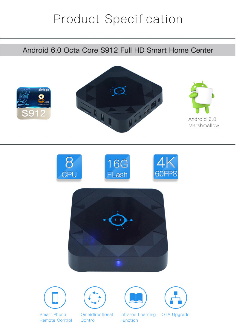 C88 S912 KODI 17.1 HDR 4K TV Box Smart Home Center