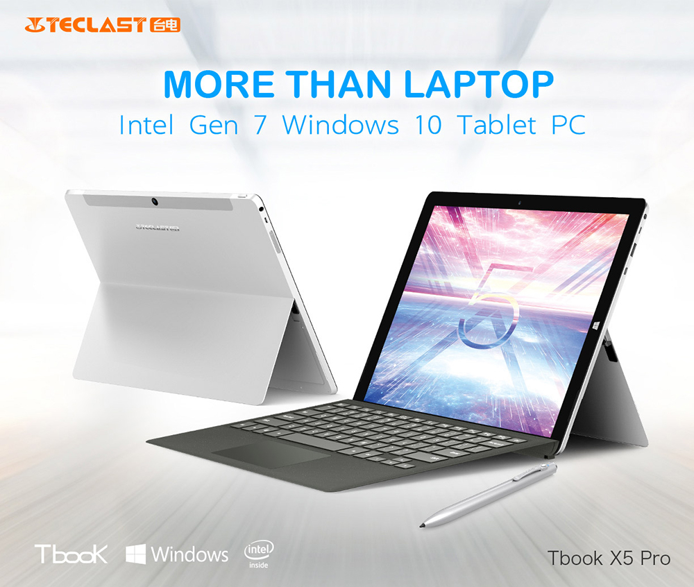 Teclast X5 Pro 2in1 Tablet 12.2 Inch 7th Gen Intel Core M3 Processor Dual Core 2.6GHz 8GB RAM 256GB SSD Type-C Windows 10 1920*1200 -Silver