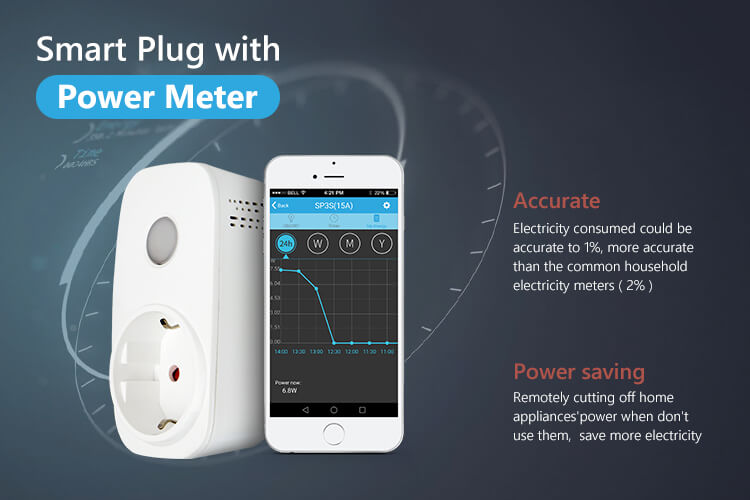 Broadlink SP3S Smart Plug WiFi Connection SPcc Contros  APP Remote Control Muti-timer With Power Detection - EU Plug