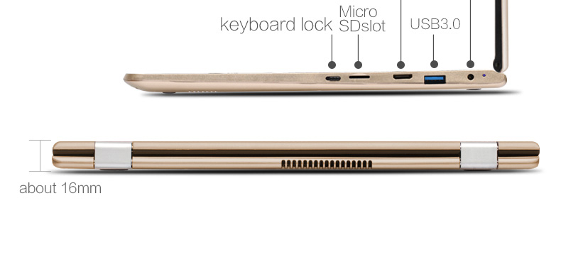 Voyo VBook A3 Pro 2in1 Tablet 13.3 Inch Display Core i7-6500U 2.50 GHz Fingerprint 8GB DDR4 RAM 256GB SSD ROM Licensed Windows 10 12000mAh Battery - Gold