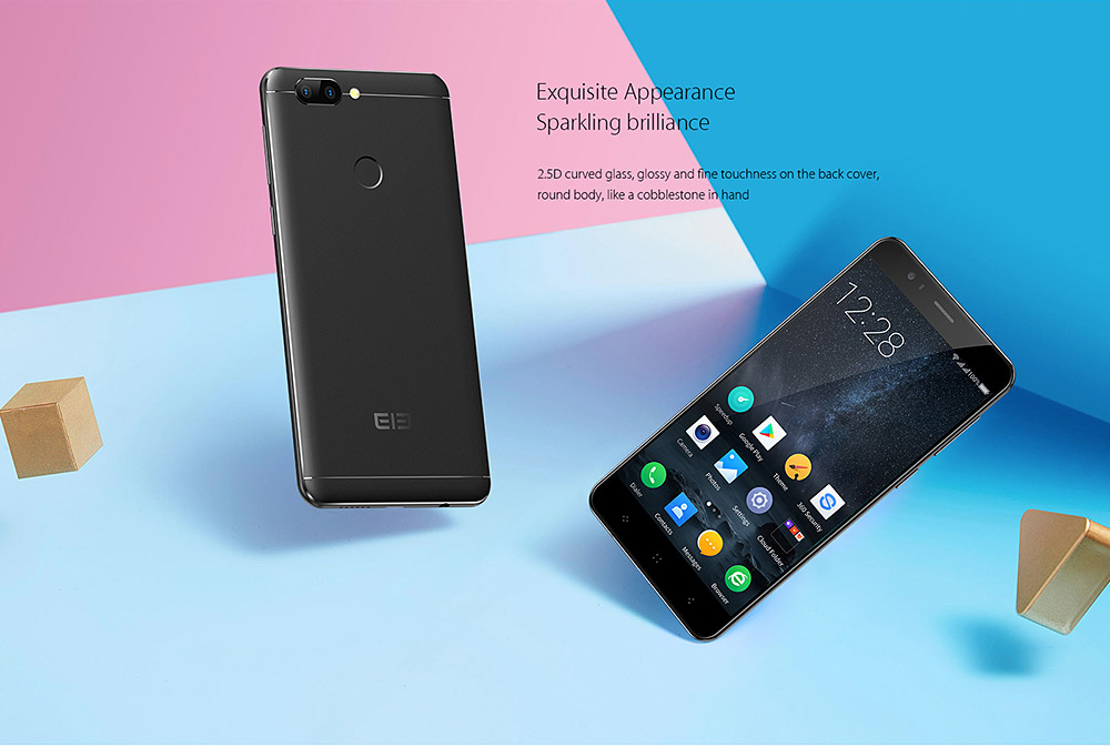 [HK Stock]elePhone P8 Mini 5 Inch Smartphone 2.5D Sharp FHD Screen 4GB 64GB MT6750T Octa Core 13.0MP Android 7.0 Touch ID Metal Body Dual Rear Camera - Black