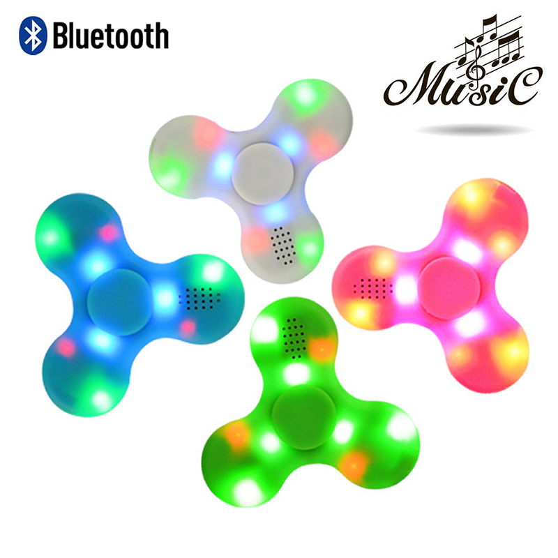 Fidget Hand Spinner LED Light Bluetooth Speaker Music Focus Toy - Pink