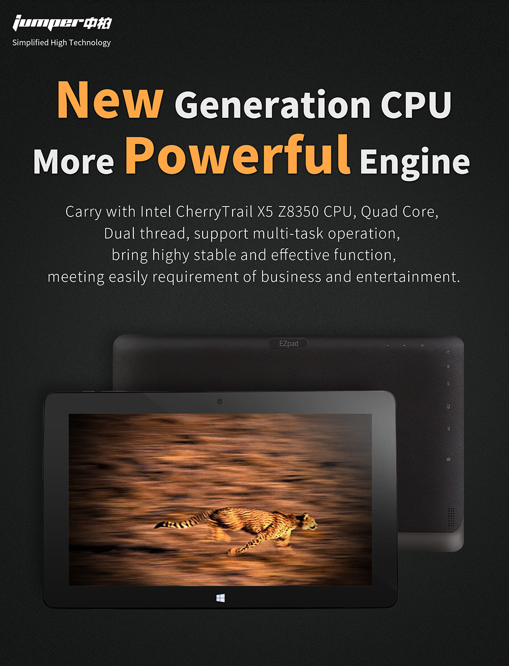 Jumper EZpad 4S Pro 10.6 inch Tablet Windows 10 Cherry Trail X5 Z8350 1.92GHz 4GB RAM 64GB ROM Bluetooth 4.0 6600mAh 2.0MP Camera - Gray
