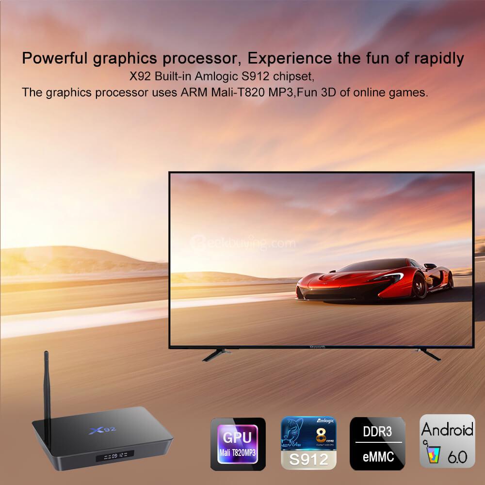X92 Amlogic S912 KODI 17.1 4K 60FPS TV BOX Android 3G/32G 802.11ac WIFI Bluetooth Gigabit LAN