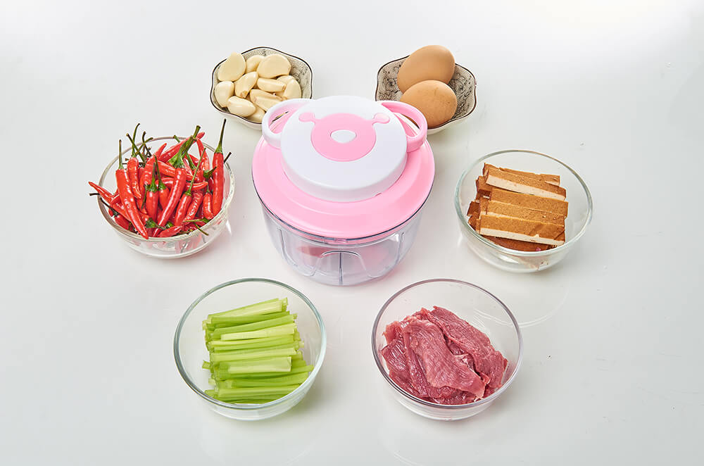 Manual Food Chopper Hand-Powered Food Chopper 1000ML -Pink