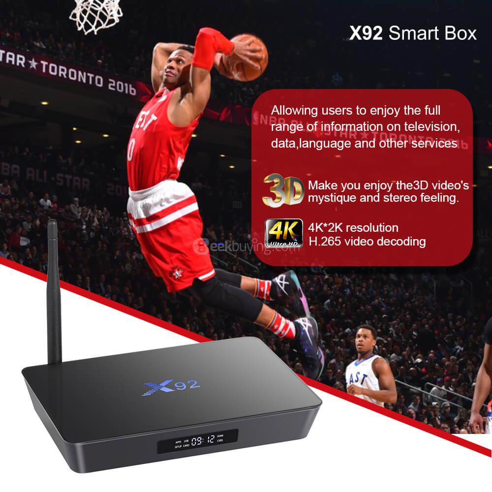 X92 Amlogic S912 KODI 17.1 4K 60FPS TV BOX Android 3G/32G 802.11ac WIFI Bluetooth Gigabit LAN