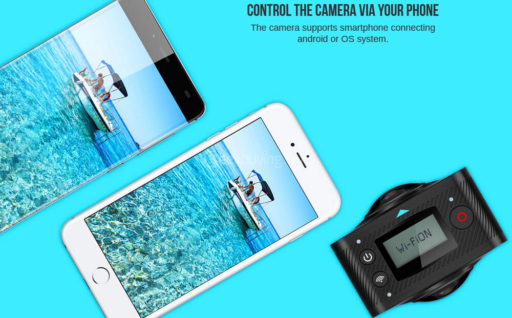 ELE CAM 360 Panoramic Action Camera SPCA6350M F2.0 Dual Lens OV4689 1080P@30fps Sport Camera