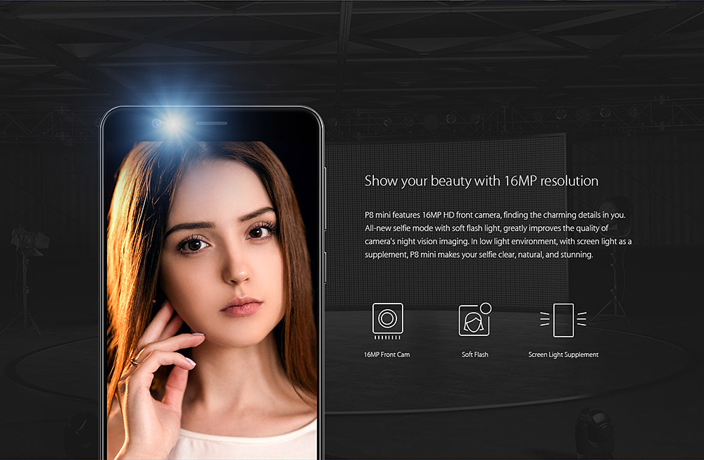 [HK Stock]elePhone P8 Mini 5 Inch Smartphone 2.5D Sharp FHD Screen 4GB 64GB MT6750T Octa Core 13.0MP Android 7.0 Touch ID Metal Body Dual Rear Camera - Black