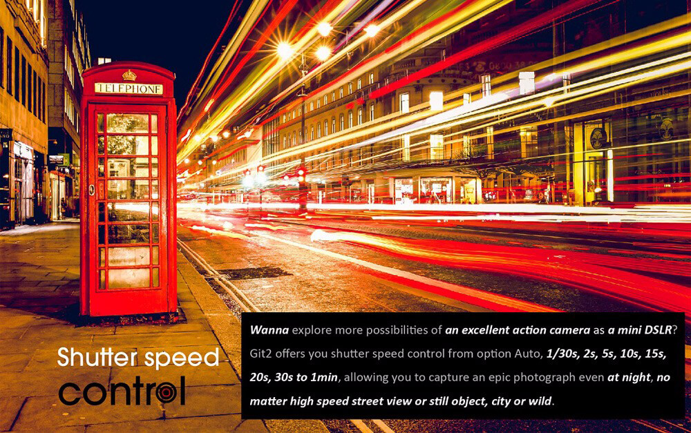 GitUp Git2P Panasonic Sensor MN34120 NTK96660 1.5inch 2160P 16MP 90 Degree FOV No Distortion External Mic Supported - Black